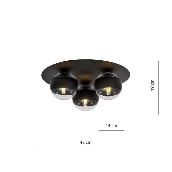 Plafoniera Minimal Mnemosine Acciaio Nero 3 Luci E14 Ip20 LA0108-EB-PL3-NR