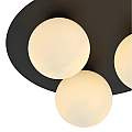 Plafoniera Minimal 3 Luci Mnemosine In Acciaio Nero E Sfere Di Vetro Opale LA0108-EB-PL3-NR-BI