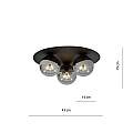 Plafoniera Minimal 3 Luci Mnemosine In Acciaio Nero E Sfere Di Vetro Fumè LA0108-EB-PL3-NR-TR