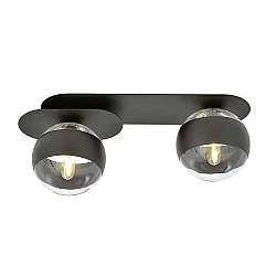 Plafoniera Minimal Teia Acciaio Nero 2 Luci E14 Ip20