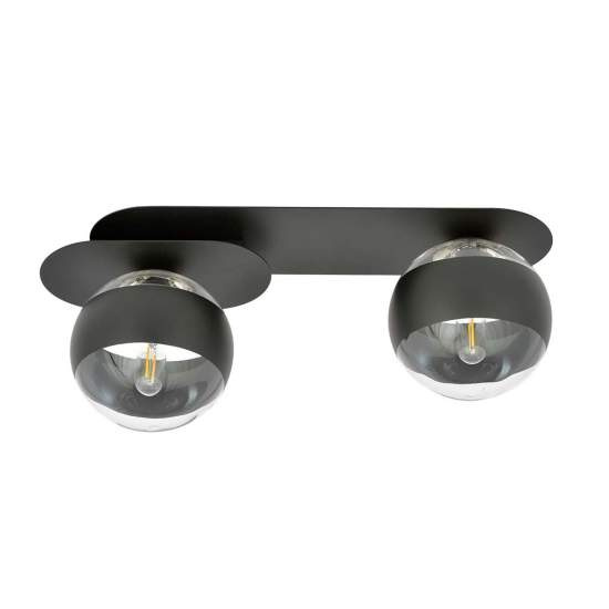 Plafoniera Minimal Teia Acciaio Nero 2 Luci E14 Ip20 LA0110-EB-PL2-NR