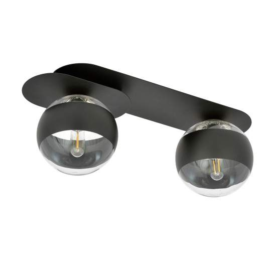 Plafoniera Minimal Teia Acciaio Nero 2 Luci E14 Ip20 LA0110-EB-PL2-NR