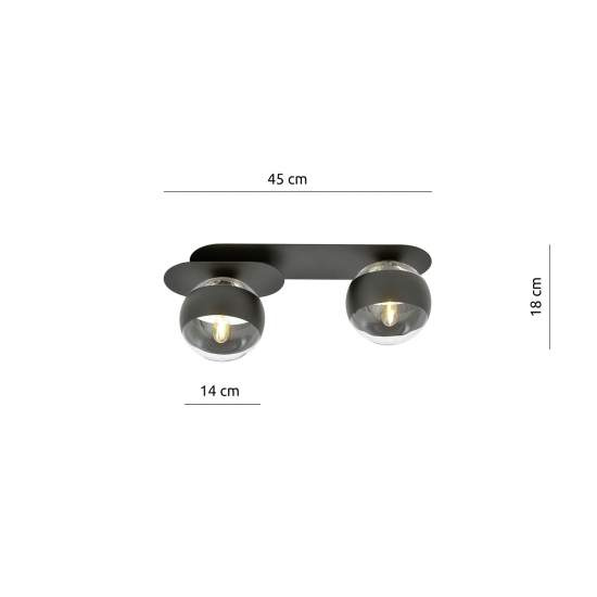 Plafoniera Minimal Teia Acciaio Nero 2 Luci E14 Ip20 LA0110-EB-PL2-NR