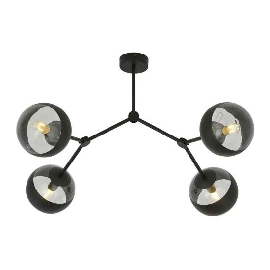 Plafoniera Minimal Iperione Acciaio Nero 4 Luci E14 Ip20 LA0111-EB-PL4-NR
