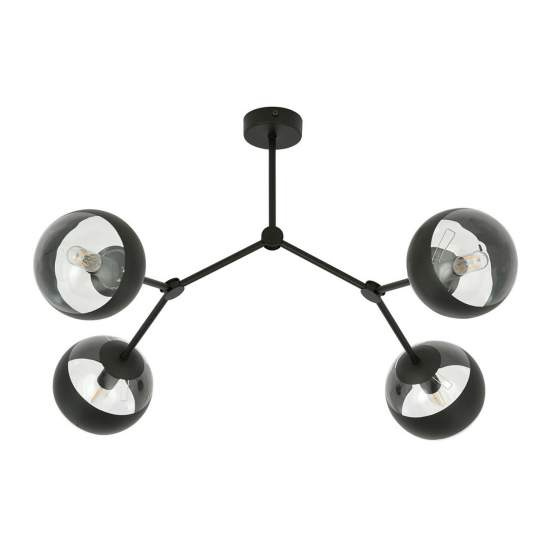Plafoniera Minimal Iperione Acciaio Nero 4 Luci E14 Ip20 LA0111-EB-PL4-NR