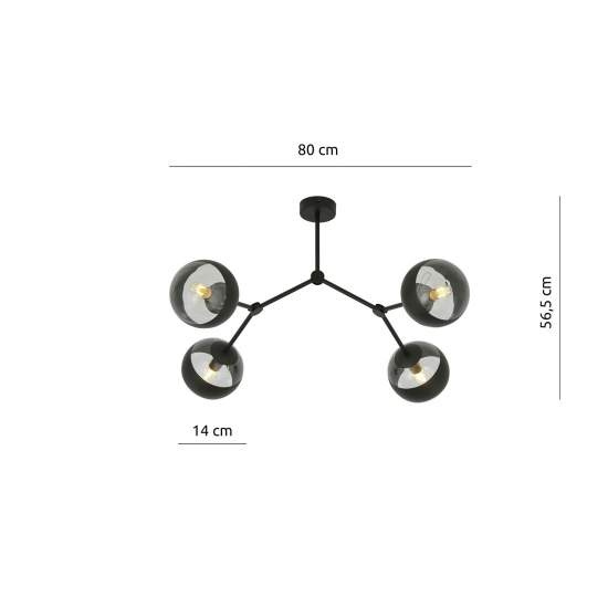 Plafoniera Minimal Iperione Acciaio Nero 4 Luci E14 Ip20 LA0111-EB-PL4-NR