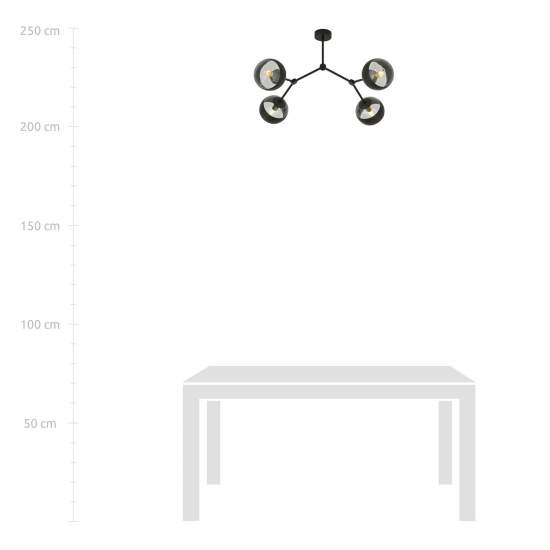 Plafoniera Minimal Iperione Acciaio Nero 4 Luci E14 Ip20 LA0111-EB-PL4-NR