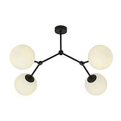 Plafoniera Minimal Iperione Acciaio Nero Bianco 4 Luci E14 Ip20