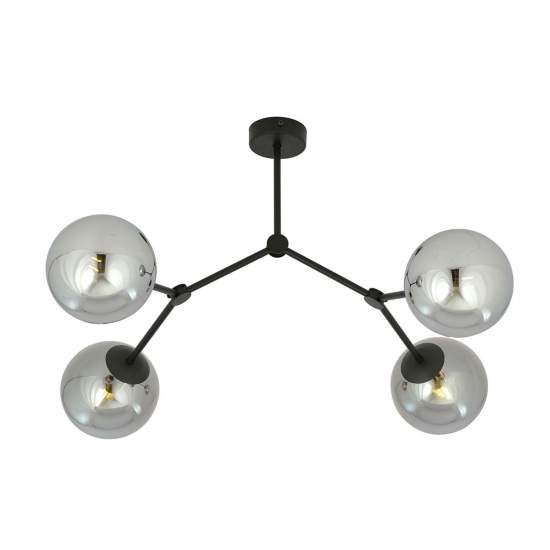 Plafoniera Minimal Iperione Acciaio Nero Grigio 4 Luci E14 Ip20 LA0111-EB-PL4-NR-GR