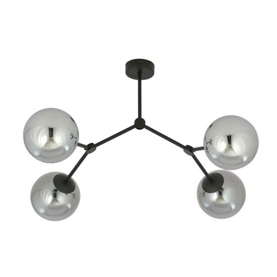 Plafoniera Minimal Iperione Acciaio Nero Grigio 4 Luci E14 Ip20 LA0111-EB-PL4-NR-GR