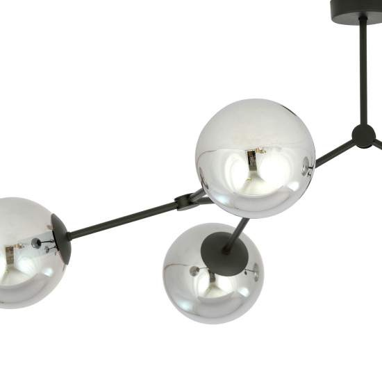 Plafoniera Minimal Iperione Acciaio Nero Grigio 4 Luci E14 Ip20 LA0111-EB-PL4-NR-GR