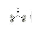 Plafoniera Minimal Iperione Acciaio Nero Grigio 4 Luci E14 Ip20 LA0111-EB-PL4-NR-GR