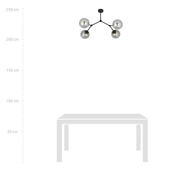 Plafoniera Minimal Iperione Acciaio Nero Grigio 4 Luci E14 Ip20 LA0111-EB-PL4-NR-GR