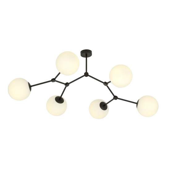 Plafoniera Minimal Iperione Acciaio Nero Bianco 6 Luci E14 Ip20 LA0111-EB-PL6-NR-BI