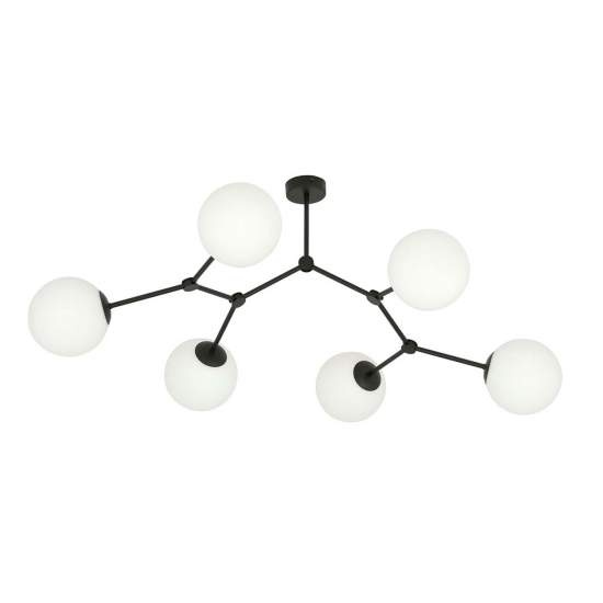 Plafoniera Minimal Iperione Acciaio Nero Bianco 6 Luci E14 Ip20 LA0111-EB-PL6-NR-BI