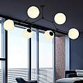 Plafoniera Minimal Iperione Acciaio Nero Bianco 6 Luci E14 Ip20 LA0111-EB-PL6-NR-BI