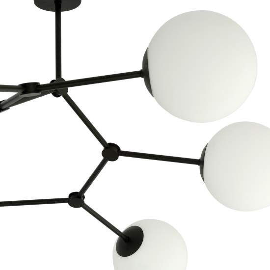 Plafoniera Minimal Iperione Acciaio Nero Bianco 6 Luci E14 Ip20 LA0111-EB-PL6-NR-BI