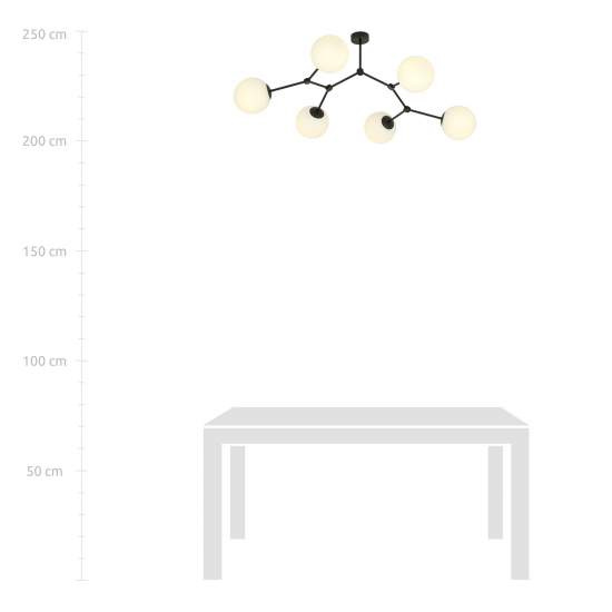 Plafoniera Minimal Iperione Acciaio Nero Bianco 6 Luci E14 Ip20 LA0111-EB-PL6-NR-BI