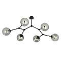 Plafoniera Minimal Iperione Acciaio Nero Grigio 6 Luci E14 Ip20 LA0111-EB-PL6-NR-GR