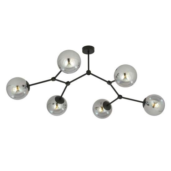 Plafoniera Minimal Iperione Acciaio Nero Grigio 6 Luci E14 Ip20 LA0111-EB-PL6-NR-GR