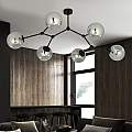Plafoniera Minimal Iperione Acciaio Nero Grigio 6 Luci E14 Ip20 LA0111-EB-PL6-NR-GR