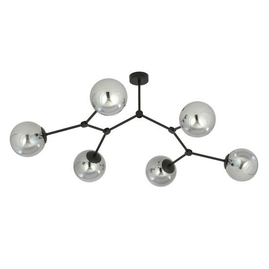 Plafoniera Minimal Iperione Acciaio Nero Grigio 6 Luci E14 Ip20 LA0111-EB-PL6-NR-GR