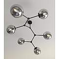 Plafoniera Minimal Iperione Acciaio Nero Grigio 6 Luci E14 Ip20 LA0111-EB-PL6-NR-GR