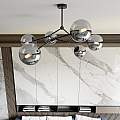 Plafoniera Minimal Iperione Acciaio Nero Grigio 6 Luci E14 Ip20 LA0111-EB-PL6-NR-GR