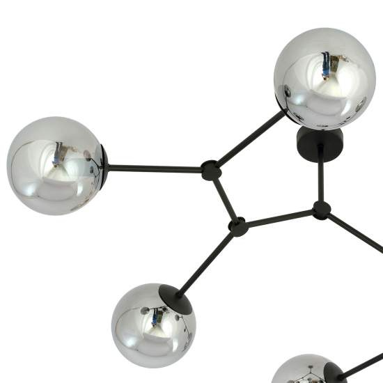 Plafoniera Minimal Iperione Acciaio Nero Grigio 6 Luci E14 Ip20 LA0111-EB-PL6-NR-GR