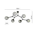 Plafoniera Minimal Iperione Acciaio Nero Grigio 6 Luci E14 Ip20 LA0111-EB-PL6-NR-GR