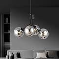 Sospensione Moderna 4 Luci Orione In Acciaio Nero E Sfere Vetro Fumè LA0112-EB-4-NR-GR