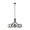 Sospensione Moderna 5 Luci Orione In Acciaio Nero E Sfere Vetro Fumè LA0112-EB-5-NR-GR