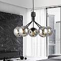 Sospensione Moderna 5 Luci Orione In Acciaio Nero E Sfere Vetro Fumè LA0112-EB-5-NR-GR