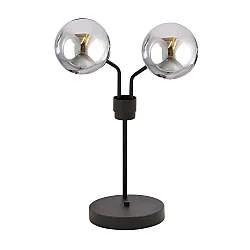 Lampada Da Tavolo Moderna Orione Acciaio Nero Grigio 2 Luci E14 Ip20