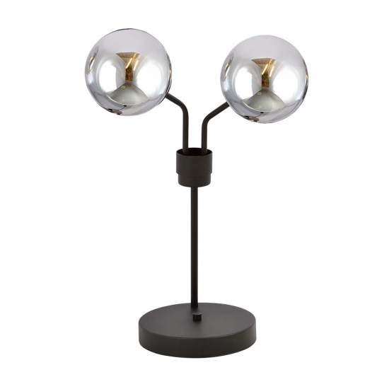 Lampada Da Tavolo Moderna Orione Acciaio Nero Grigio 2 Luci E14 Ip20 LA0112-EB-LT2-NR-GR