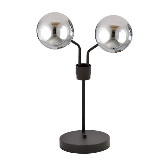 Lampada Da Tavolo Moderna Orione Acciaio Nero Grigio 2 Luci E14 Ip20 LA0112-EB-LT2-NR-GR