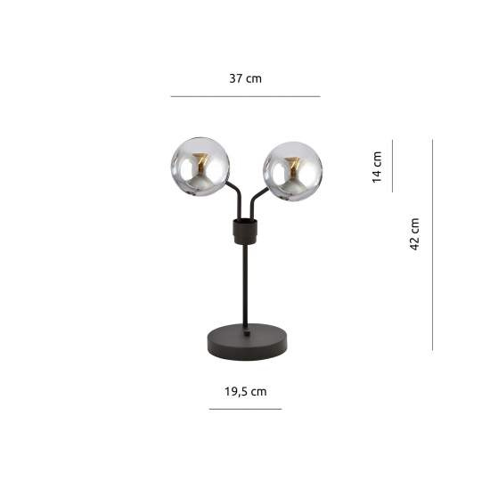 Lampada Da Tavolo Moderna Orione Acciaio Nero Grigio 2 Luci E14 Ip20 LA0112-EB-LT2-NR-GR
