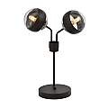 Lampada Da Tavolo Moderna Orione Acciaio Nero Trasparente 2 Luci E14 Ip20 LA0112-EB-LT2-NR-TR
