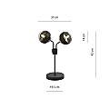 Lampada Da Tavolo Moderna Orione Acciaio Nero Trasparente 2 Luci E14 Ip20 LA0112-EB-LT2-NR-TR