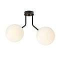 Plafoniera Moderna 2 Luci Orione In Acciaio Nero E Sfere Vetro Opale LA0112-EB-PL2-NR