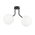Plafoniera Moderna 2 Luci Orione In Acciaio Nero E Sfere Vetro Opale LA0112-EB-PL2-NR