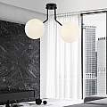 Plafoniera Moderna 2 Luci Orione In Acciaio Nero E Sfere Vetro Opale LA0112-EB-PL2-NR