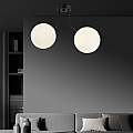 Plafoniera Moderna 2 Luci Orione In Acciaio Nero E Sfere Vetro Opale LA0112-EB-PL2-NR
