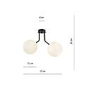 Plafoniera Moderna 2 Luci Orione In Acciaio Nero E Sfere Vetro Opale LA0112-EB-PL2-NR