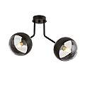 Plafoniera Contemporaneo Orione Acciaio Nero Trasparente 2 Luci E14 Ip20 LA0112-EB-PL2-NR-TR
