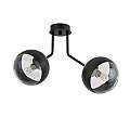 Plafoniera Contemporaneo Orione Acciaio Nero Trasparente 2 Luci E14 Ip20 LA0112-EB-PL2-NR-TR