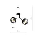 Plafoniera Contemporaneo Orione Acciaio Nero Trasparente 2 Luci E14 Ip20 LA0112-EB-PL2-NR-TR