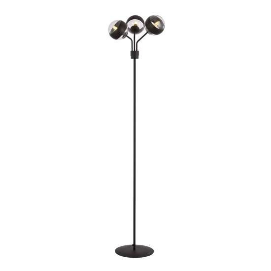 Piantana Moderno Orione Acciaio Nero Trasparente 3 Luci E14 Ip20 LA0112-EB-PT3-NR-TR