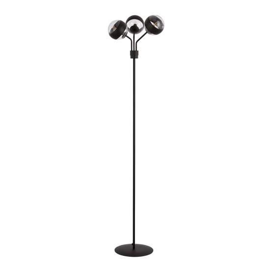 Piantana Moderno Orione Acciaio Nero Trasparente 3 Luci E14 Ip20 LA0112-EB-PT3-NR-TR