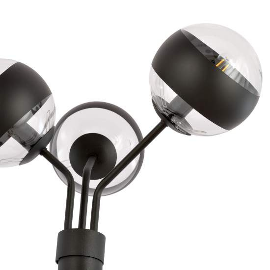 Piantana Moderno Orione Acciaio Nero Trasparente 3 Luci E14 Ip20 LA0112-EB-PT3-NR-TR